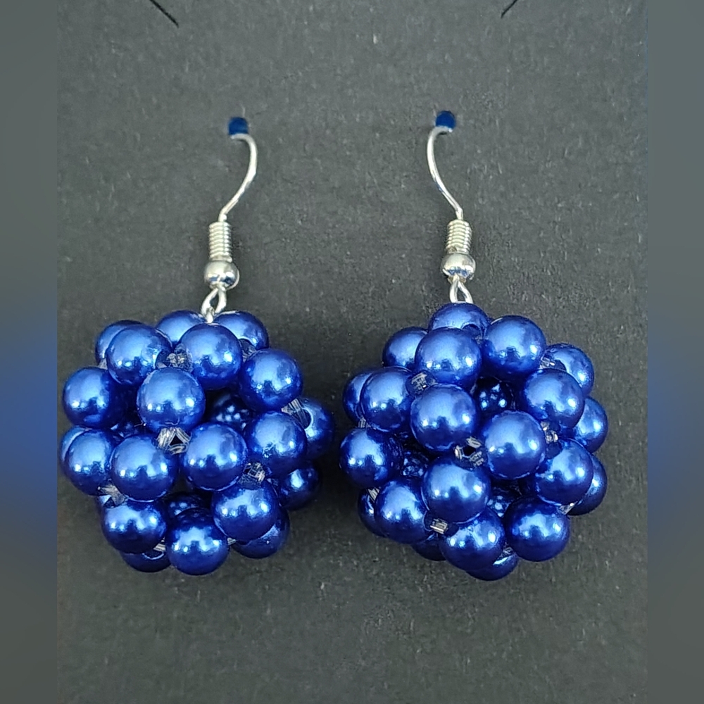 Elegant Blue Beaded Earrings